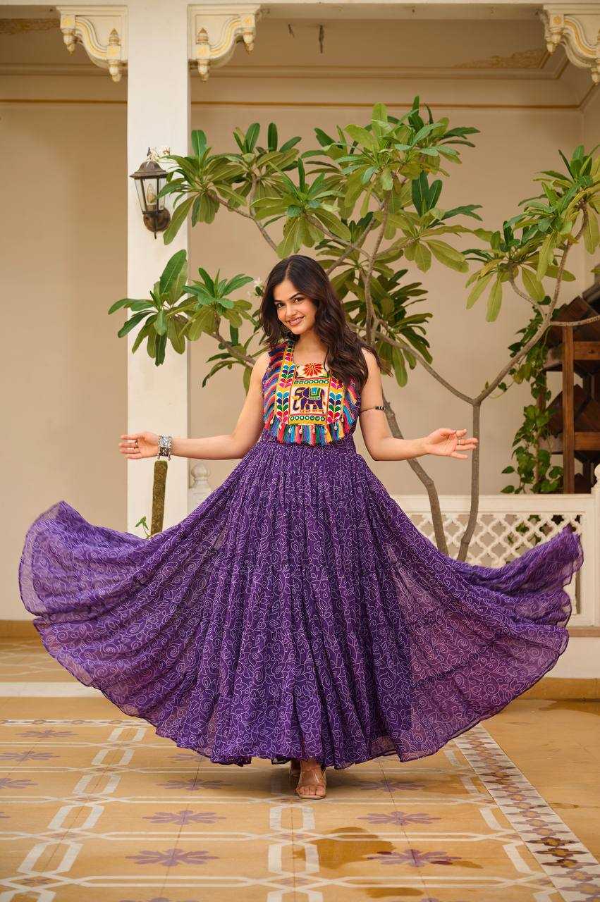 Ynf Georgette KESH498 114 Gowns Wholesale Embroidery Gowns Long Gowns Georgette Gown Manufacturer