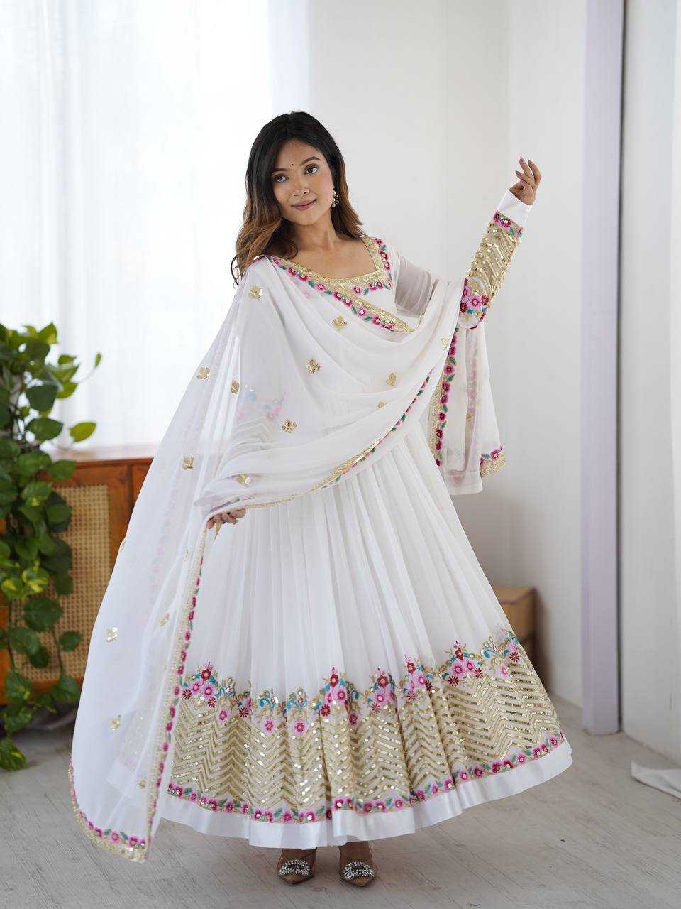 Ynf Georgette KESH499 5010 Gowns Wholesale Embroidery Gowns Anarkali Gown Gown With Dupatta Manufacturer