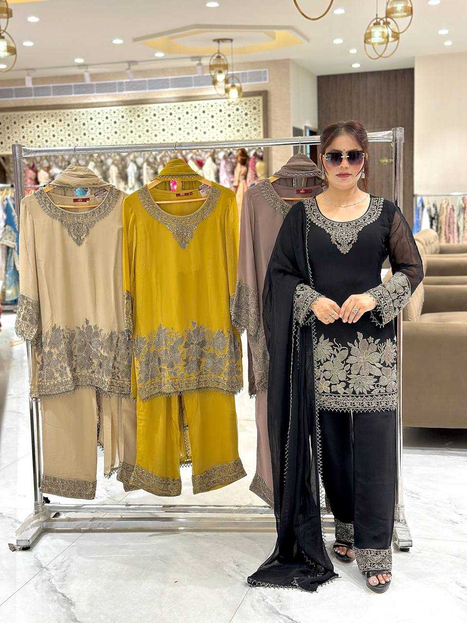 Ynf Georgette KESH499 519 Suits & Dresses Wholesale Embroidery Suits Georgette Suit Black Salwar Suit Manufacturer