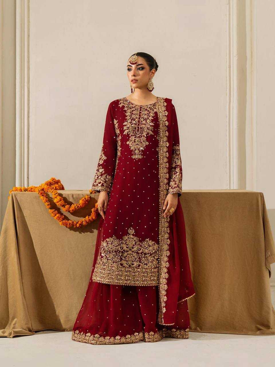 Ynf Georgette KESH499 522 Suits & Dresses Wholesale Embroidery Suits Ethnic Dresses Manufacturer