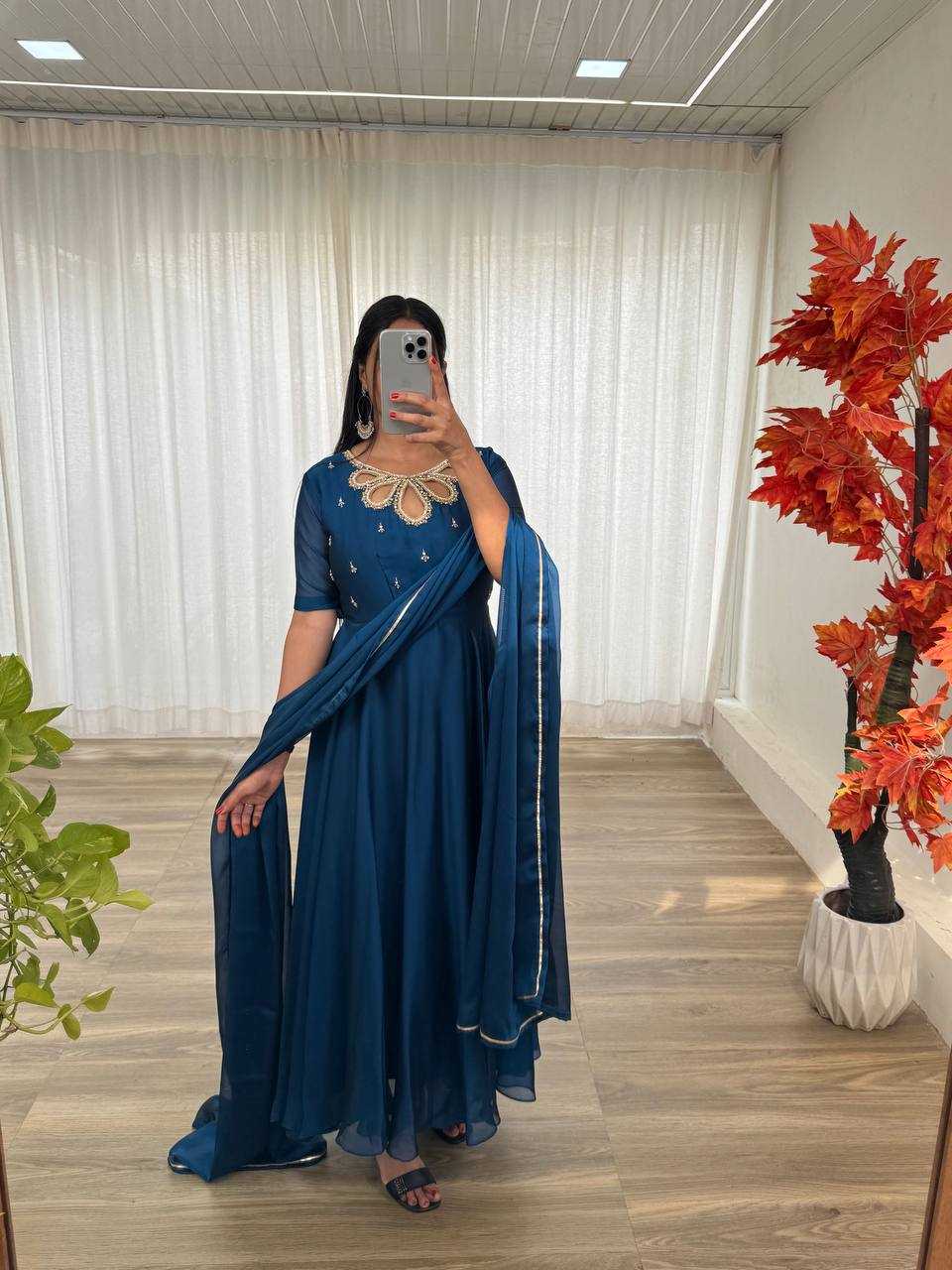 Ynf Georgette KESH513 431 Gowns Wholesale Fancy Gowns Party Wear Gowns Designer Gowns Manufacturer