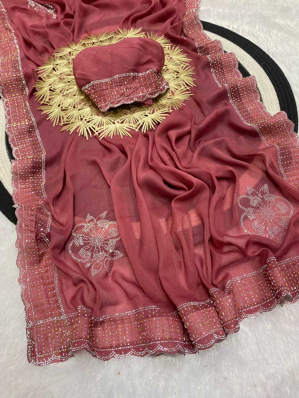 Ynf Georgette KESH514 STAR Sarees Wedding Collections Festive Collections Wholesale Georgette Sarees Swarovski Sarees Sarees With Blouse Manufacturer