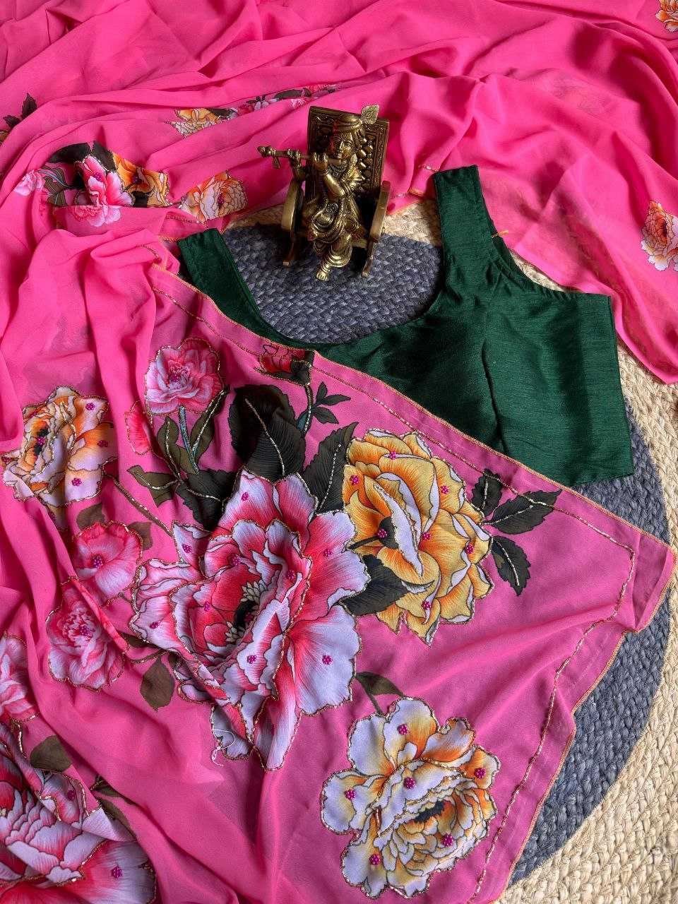 Ynf Georgette KESH518 4321 Sarees Wholesale Georgette Sarees Hand Work Sarees Printed Georgette Saree Manufacturer