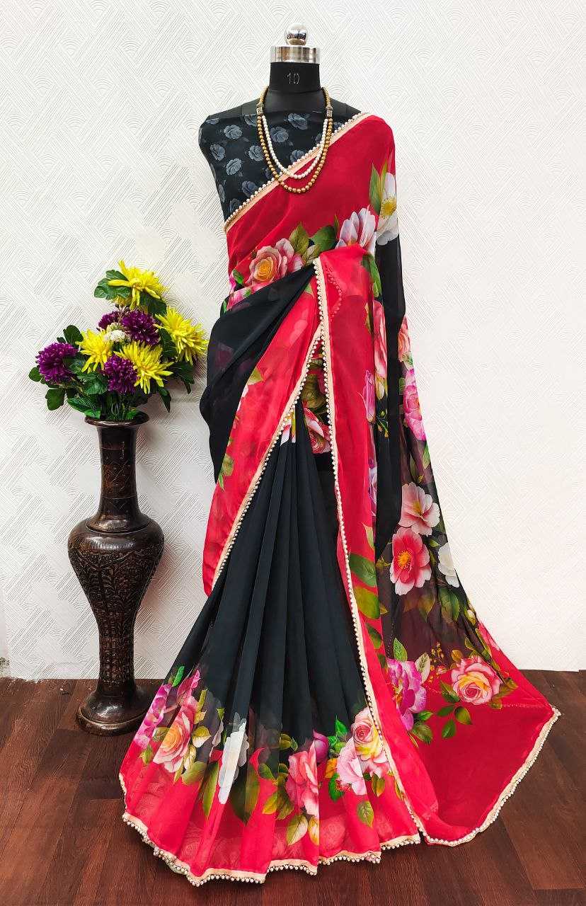 Ynf Georgette KESH518 4408 Sarees Wholesale Designer Sarees Ready To Wear Sarees Party Wear Sarees Manufacturer