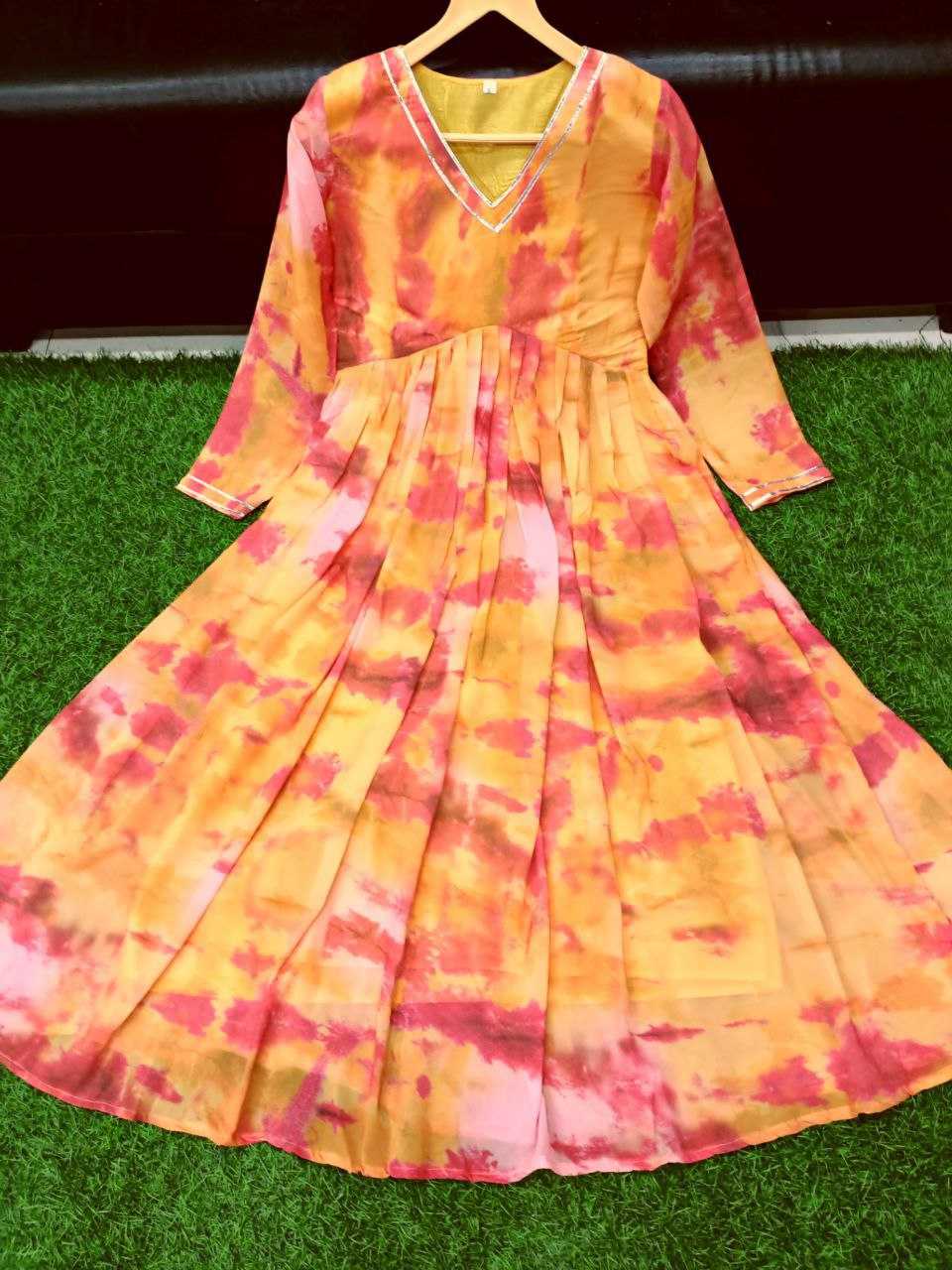 Ynf Georgette KESH527 304 Gowns Wholesale Printed Gowns Georgette Gown Full Sleeve Gowns Manufacturer
