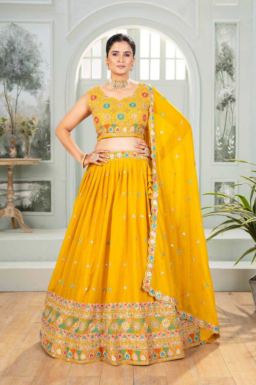 Ynf Georgette KESH533 5111 Lehengas Wholesale Fancy Lehenga Embroidered Lehenga Lehenga For Haldi Sequins Lehenga Lehenga With Cancan Manufacturer