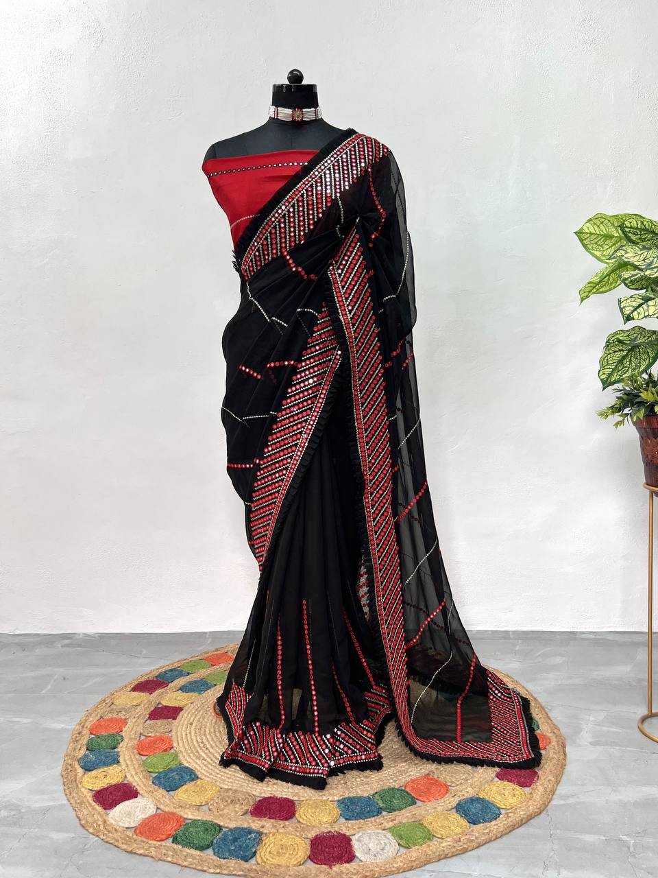 Ynf Georgette KESH543 112 Sarees Wholesale Georgette Sarees Sequence Sarees Manufacturer