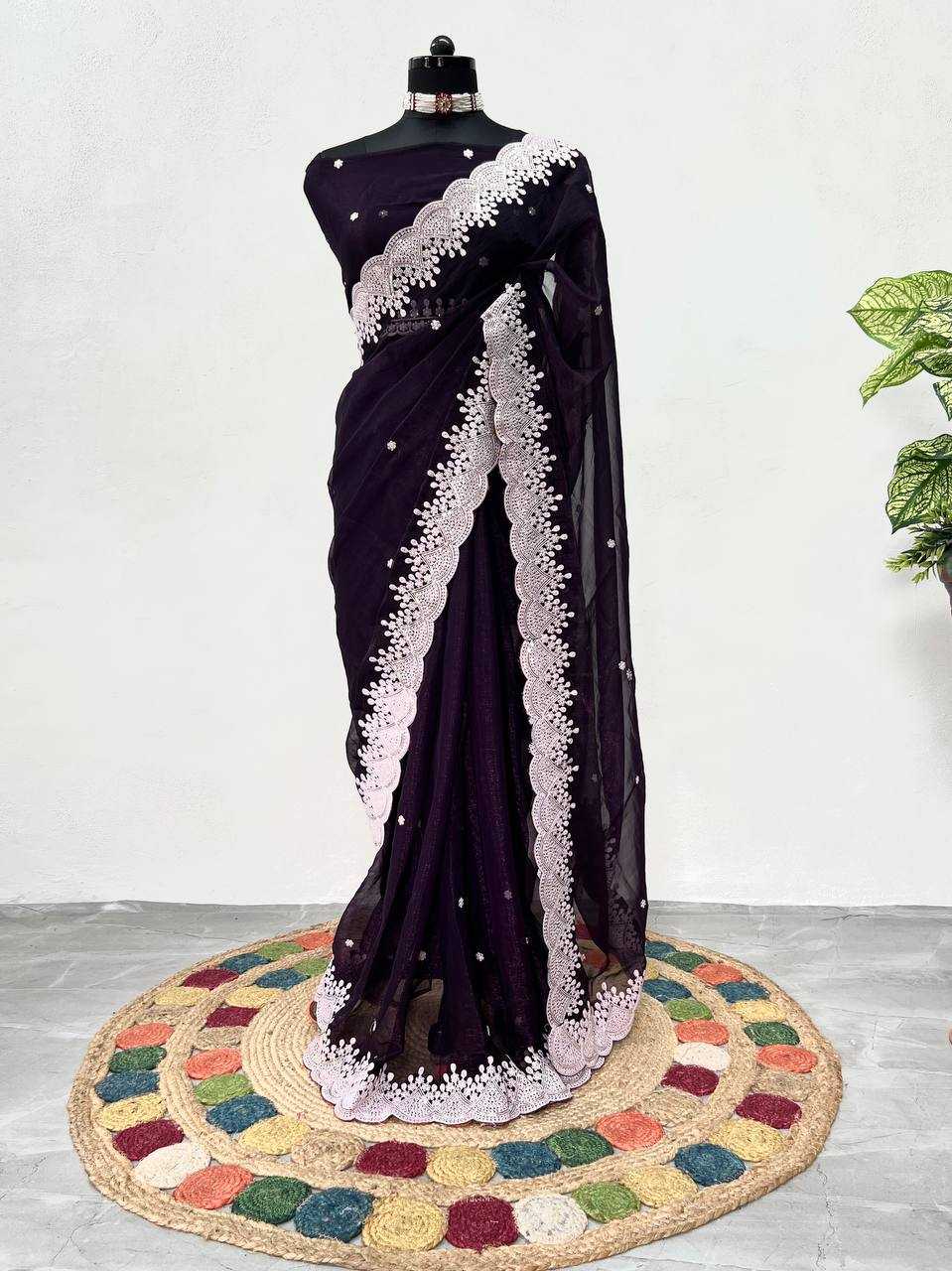Ynf Georgette KESH543 113 Sarees Wholesale Sequence Sarees Embroidered Sarees Manufacturer