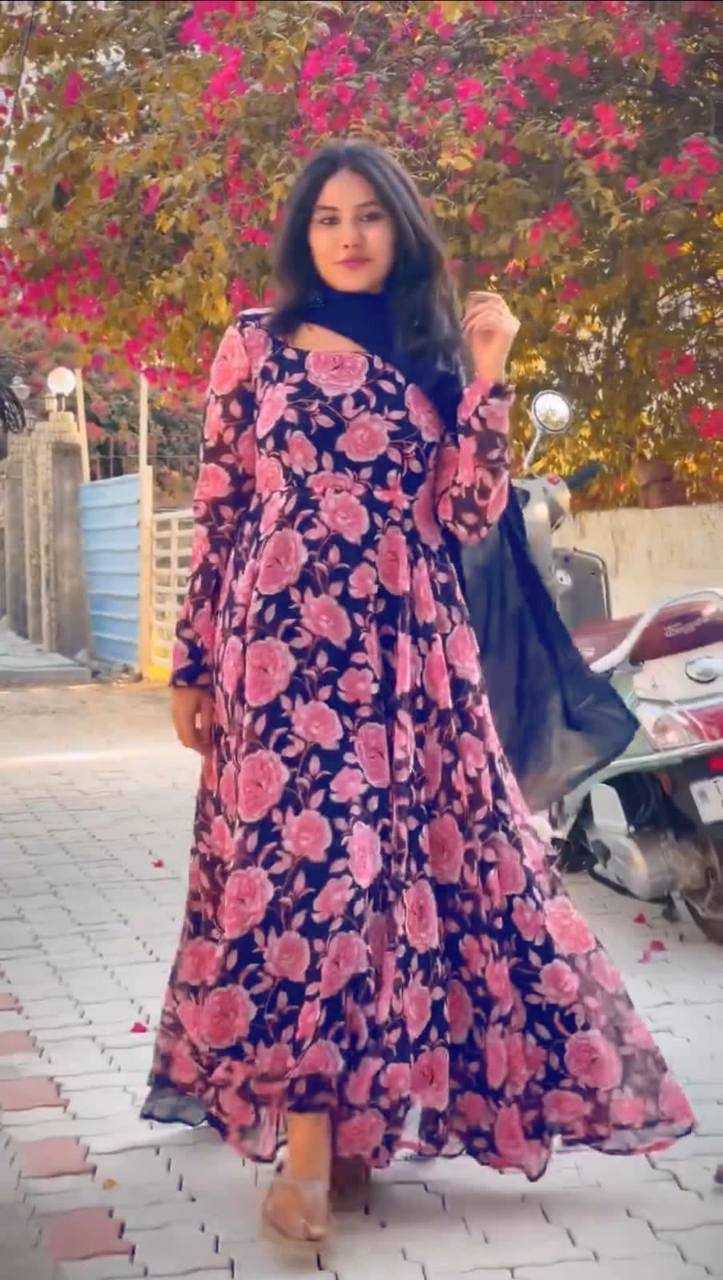 Ynf Georgette KESH544 220 Gowns Wholesale Printed Gowns Fancy Gowns Anarkali Gown Long Gowns Manufacturer