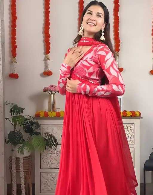 Ynf Georgette KESH559 3008 Gowns Western Wears Festive Collections Wholesale Printed Gowns Anarkali Gown Georgette Gown Manufacturer