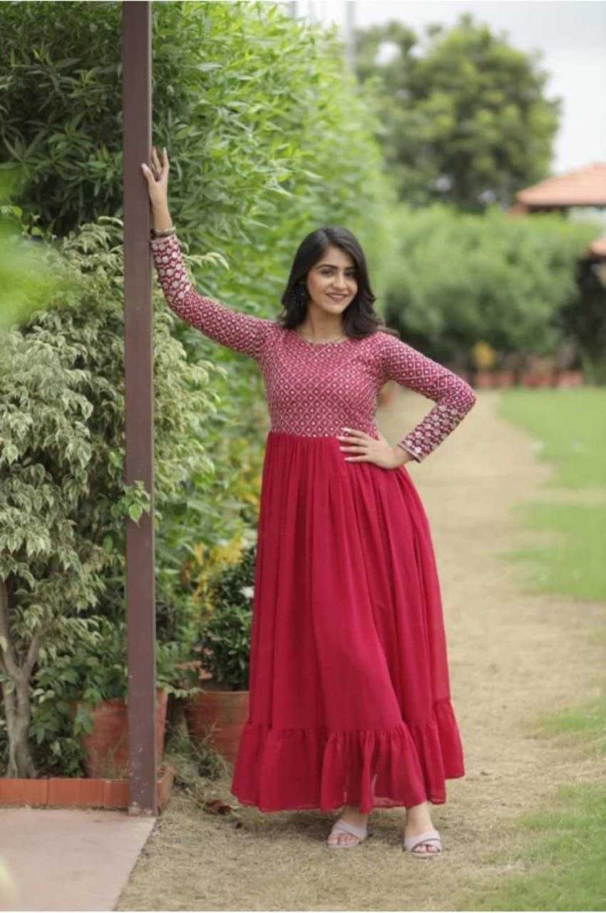 Ynf Georgette KESH559 385 Gowns Western Wears Festive Collections Wholesale Anarkali Gown Georgette Gown Full Sleeve Gowns Manufacturer