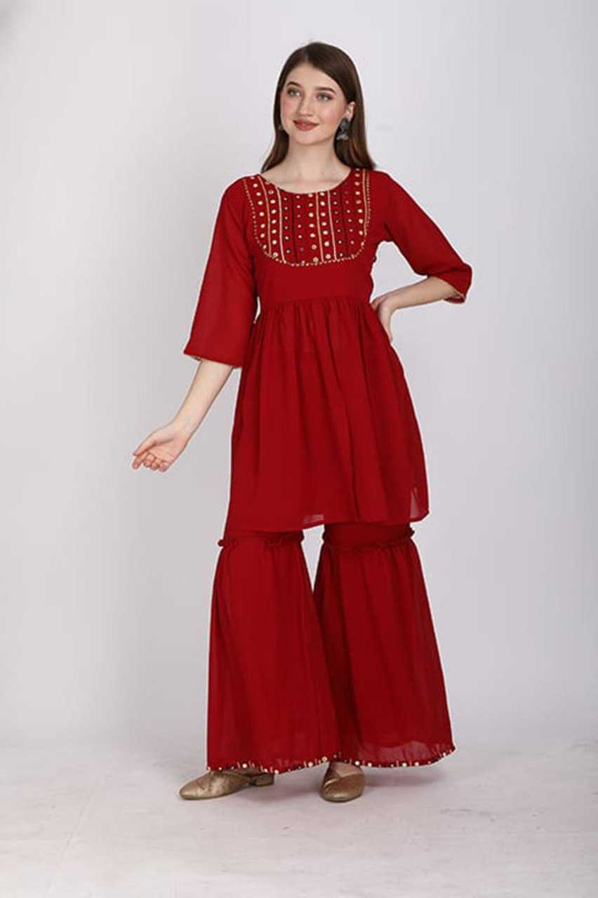 Ynf Georgette KESH559 kurta with sharara Suits & Dresses Wholesale Sharara Salwar Suits Embroidery Suits Manufacturer