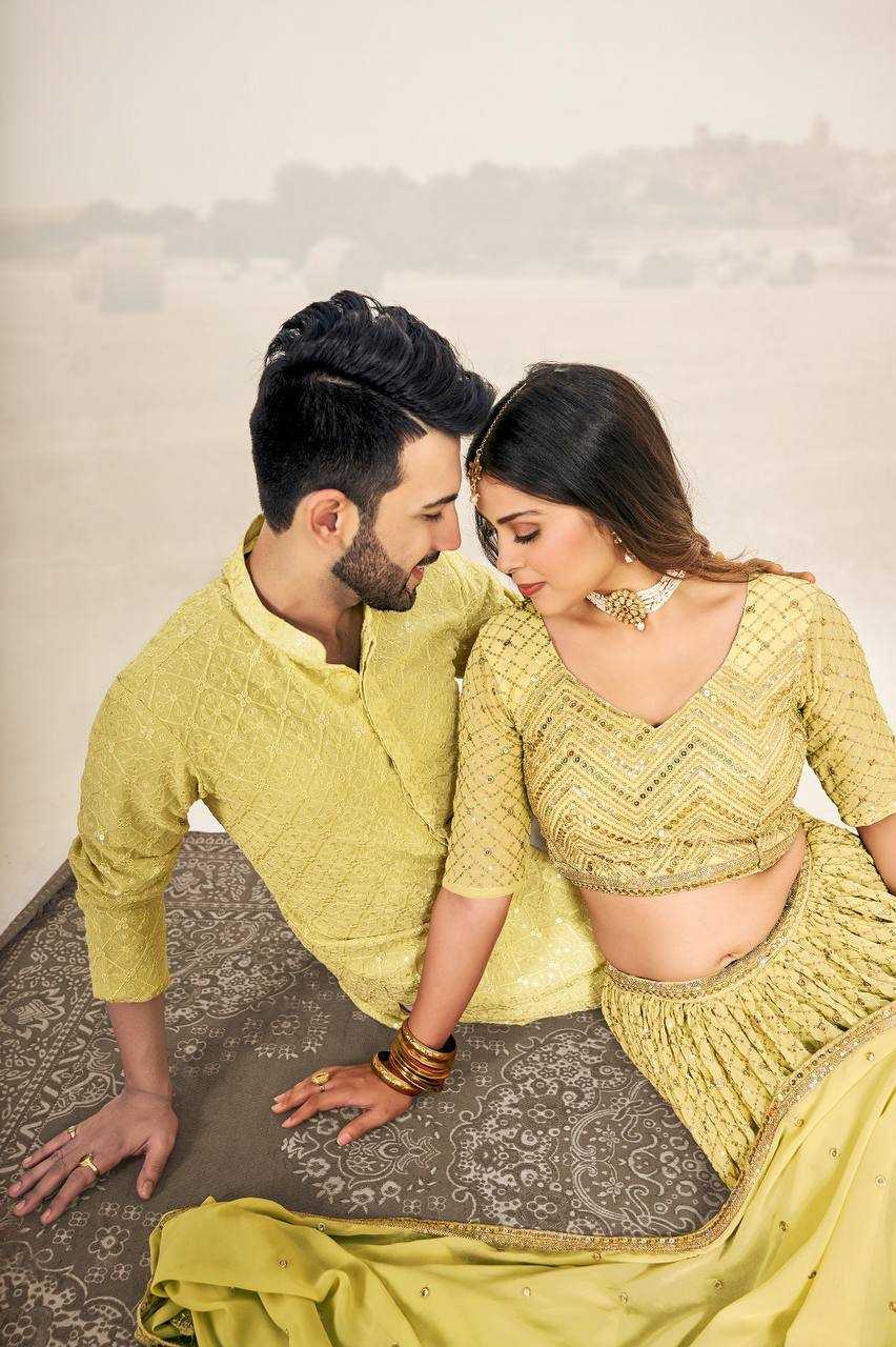 Ynf Georgette RIN131 03 Couple Wear Wholesale Couple Matching Ethnic Outfits Manufacturer