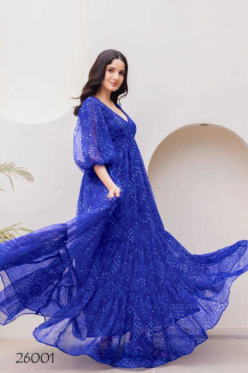 Ynf Georgette RIN131 26001 Gowns Wholesale Printed Gowns Long Gowns Georgette Gown Manufacturer
