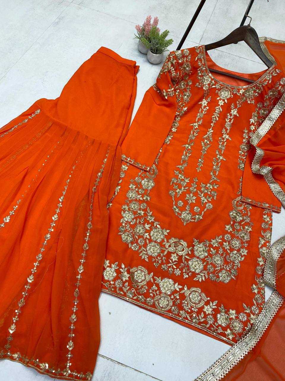 Ynf Georgette RIN141 1964 Suits & Dresses Wedding Collections Festive Collections Wholesale Sharara Salwar Suits Georgette Suit Embroidered Suits Manufacturer