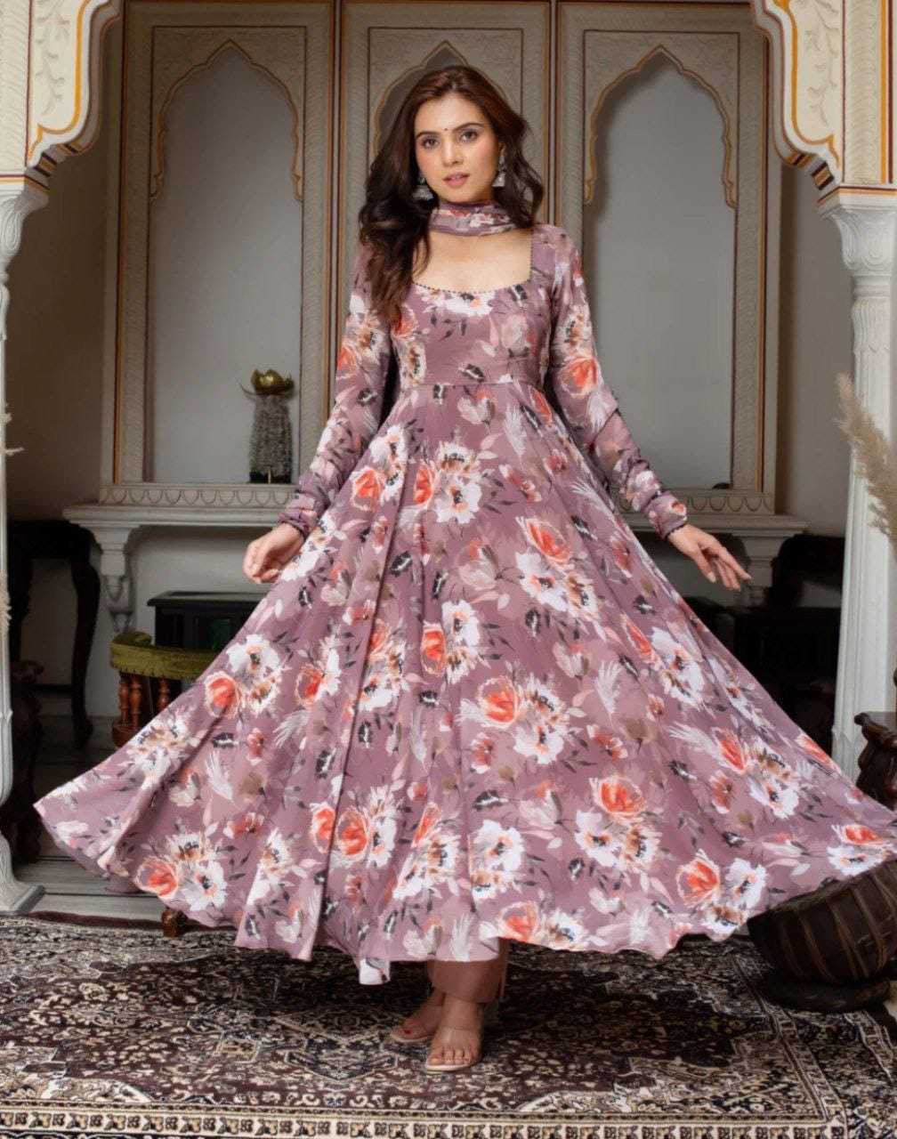 Ynf Georgette RIN157 201 Gowns Plus Size Collections Wholesale Fancy Gowns Georgette Gown Designer Gowns Manufacturer