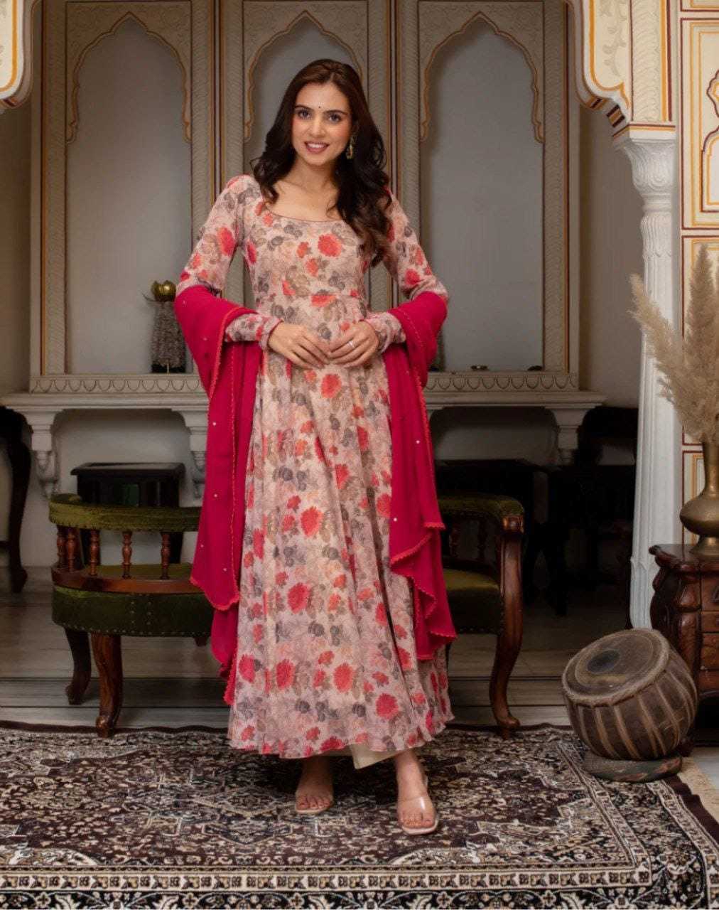 Ynf Georgette RIN157 204 Gowns Plus Size Collections Wholesale Printed Gowns Georgette Gown Designer Gowns Manufacturer
