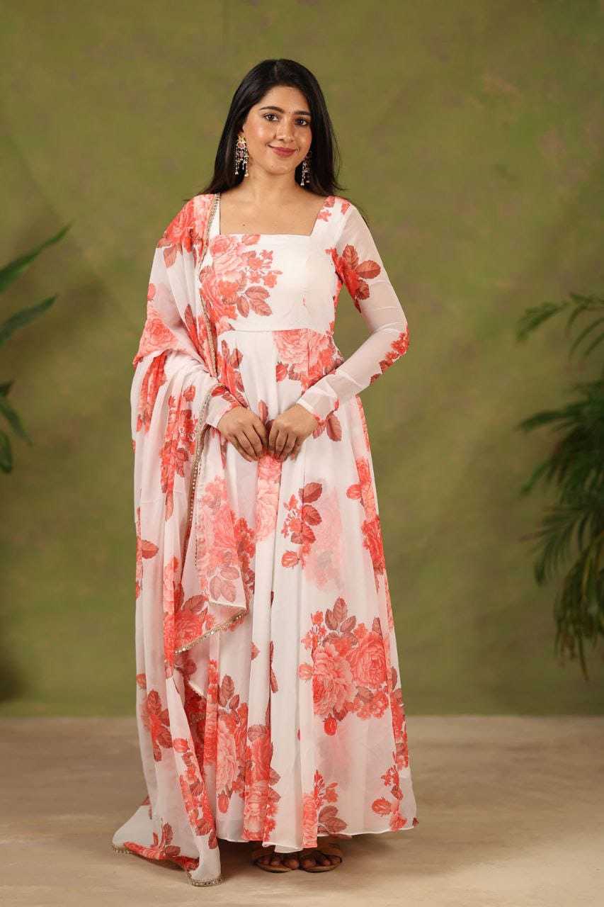 Ynf Georgette RIN157 205 Gowns Festive Collections Plus Size Collections Wholesale Printed Gowns Georgette Gown Onam Collections Manufacturer