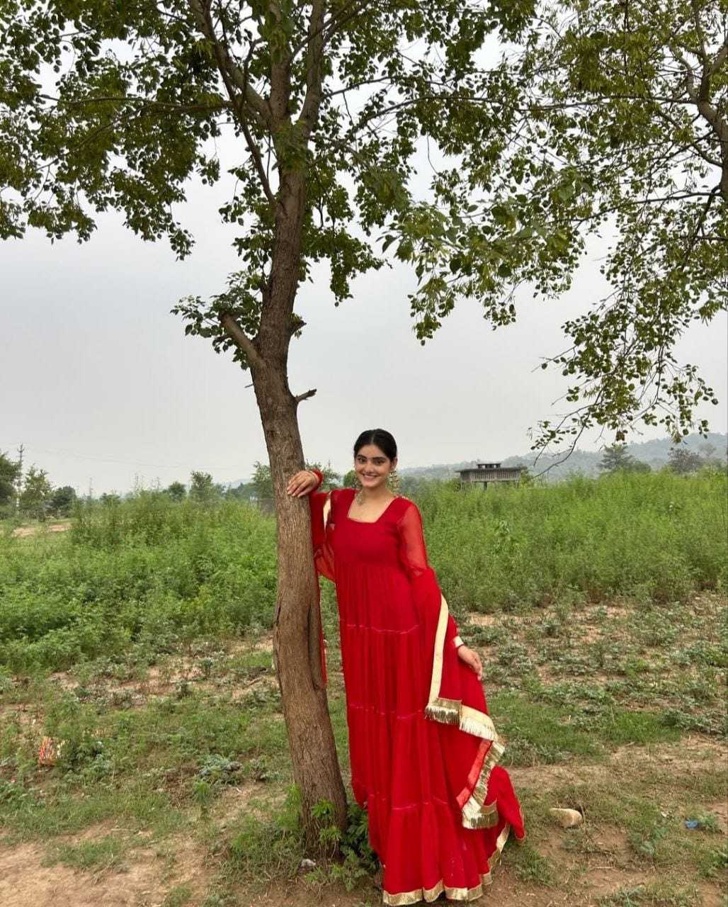 Ynf Georgette RIN157 2065 Gowns Plus Size Collections Wholesale Georgette Gown Wedding Gown Red Gown Manufacturer