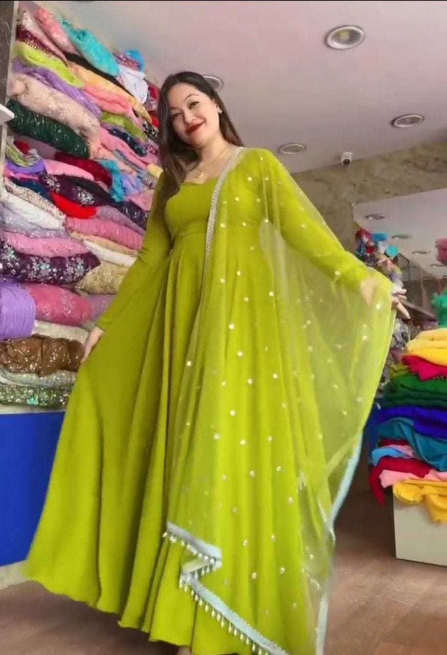 Ynf Georgette RIN157 2109 Gowns Plus Size Collections Wholesale Georgette Gown Designer Gowns Green Gown Manufacturer