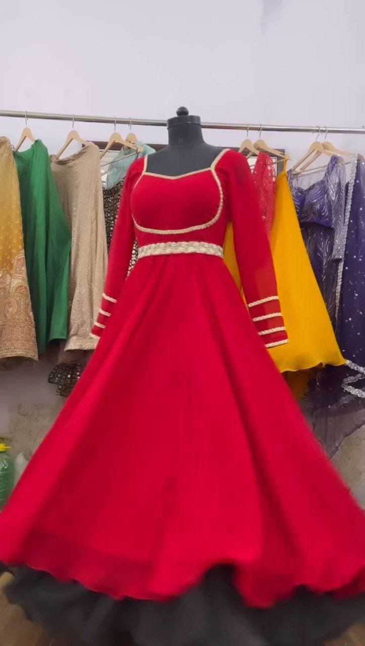 Ynf Georgette RIN157 2118 Gowns Plus Size Collections Wholesale Party Gowns Georgette Gown Wedding Gown Manufacturer