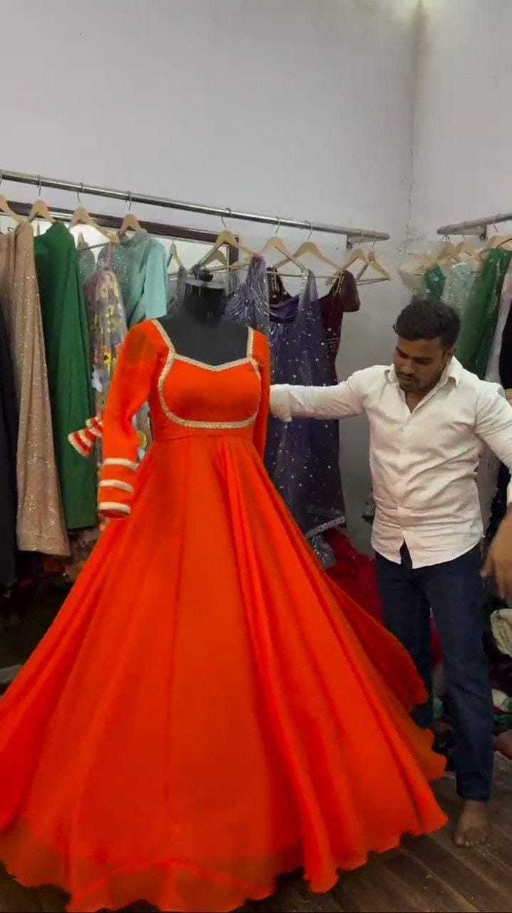 Ynf Georgette RIN157 2119 Gowns Plus Size Collections Wholesale Georgette Gown Wedding Gown Red Gown Manufacturer