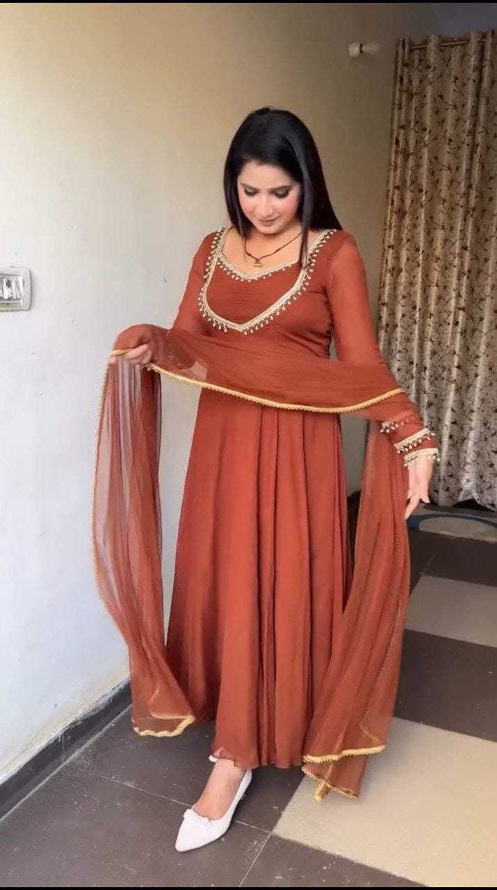 Ynf Georgette RIN157 2128 Gowns Plus Size Collections Wholesale Georgette Gown Party Wear Gowns Designer Gowns Manufacturer