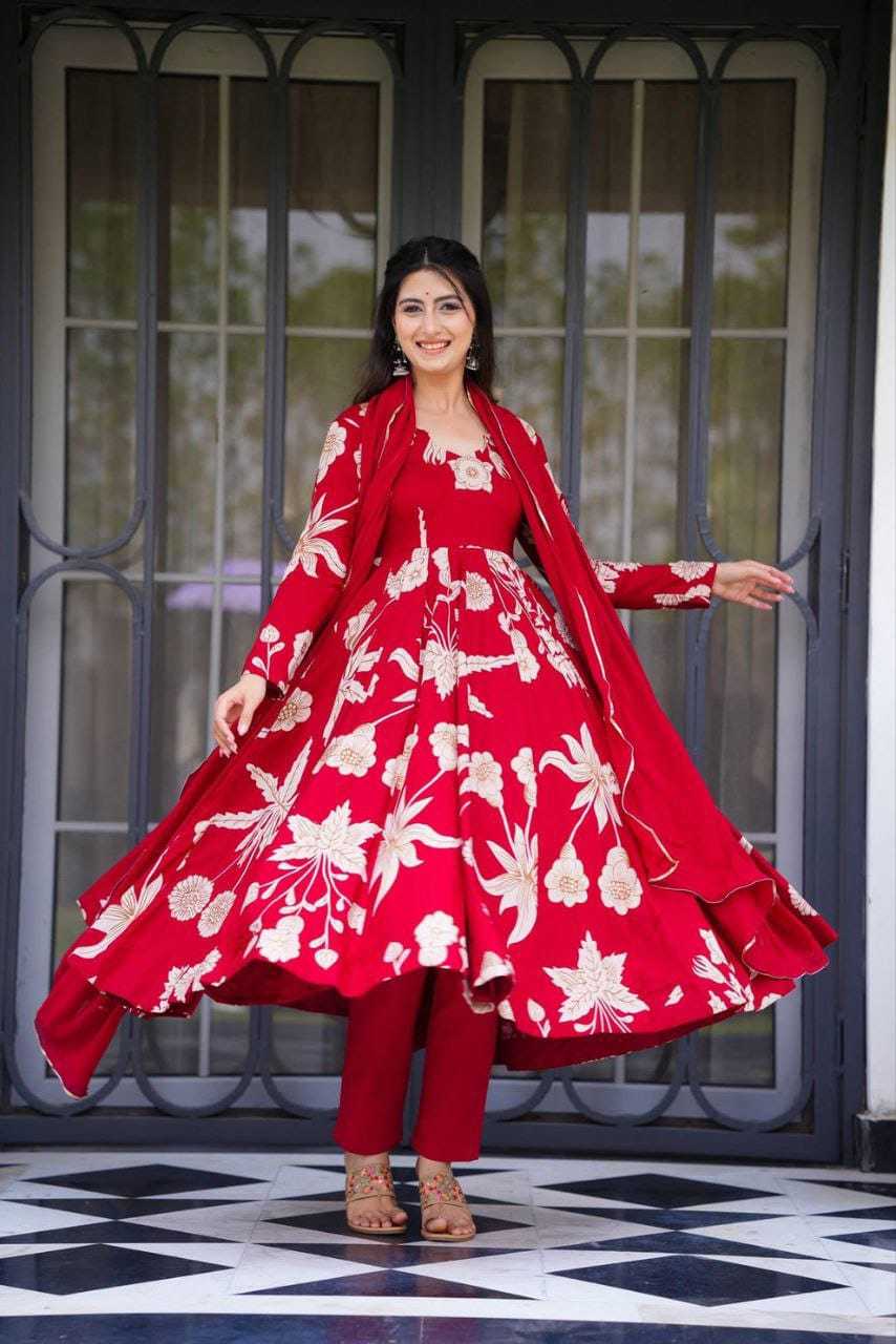 Ynf Georgette RIN157 214 Gowns Plus Size Collections Wholesale Party Gowns Georgette Gown Red Gown Manufacturer
