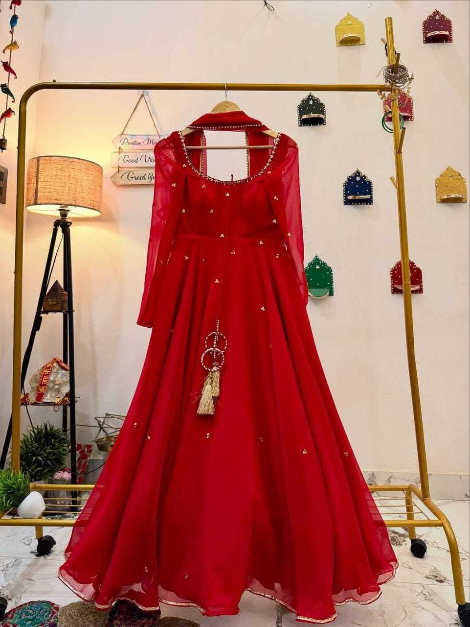 Ynf Georgette RIN157 2145 Gowns Plus Size Collections Wholesale Georgette Gown Designer Gowns Red Gown Manufacturer