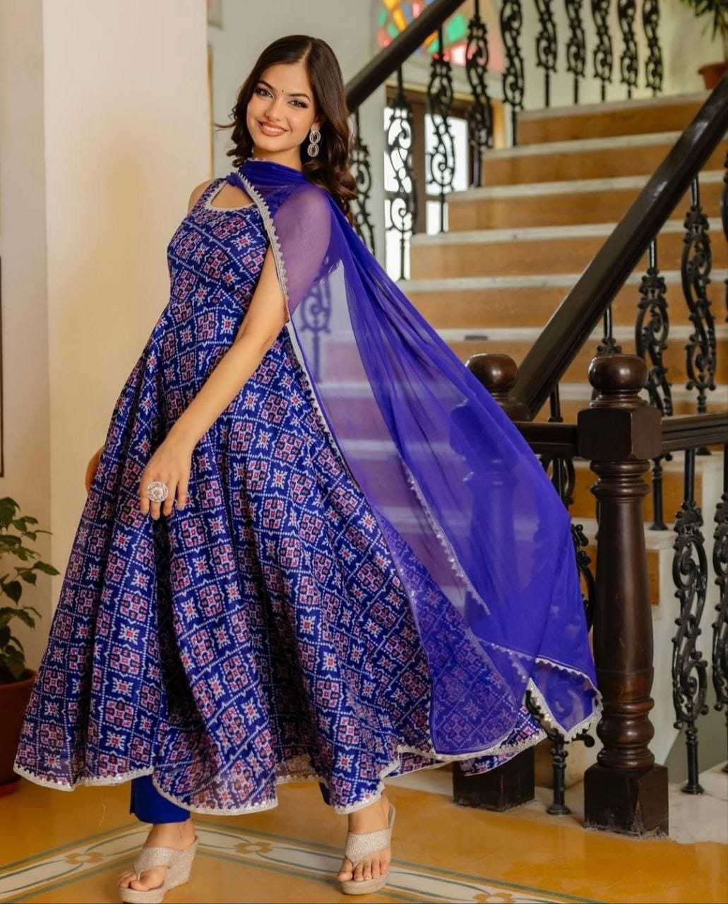 Ynf Georgette RIN157 217 Gowns Plus Size Collections Wholesale Party Gowns Georgette Gown Blue Gown Manufacturer