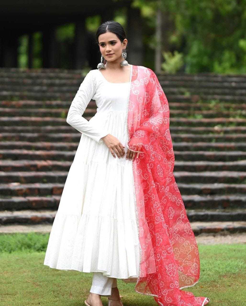 Ynf Georgette RIN157 218 Gowns Festive Collections Plus Size Collections Wholesale Georgette Gown White Gown Onam Collections Manufacturer