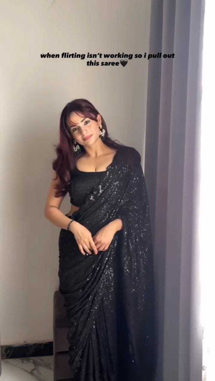 Ynf Georgette RIN157 247 Sarees Festive Collections Wholesale Party Wear Sarees Georgette Sarees Black Sarees Manufacturer