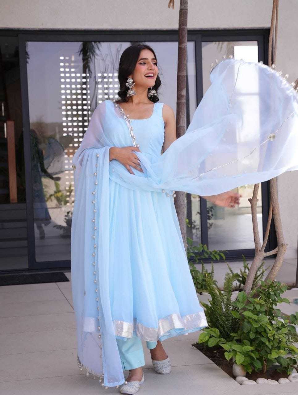 Ynf Georgette RIN157 3195 Gowns Plus Size Collections Wholesale Georgette Gown Party Wear Gowns Designer Gowns Manufacturer