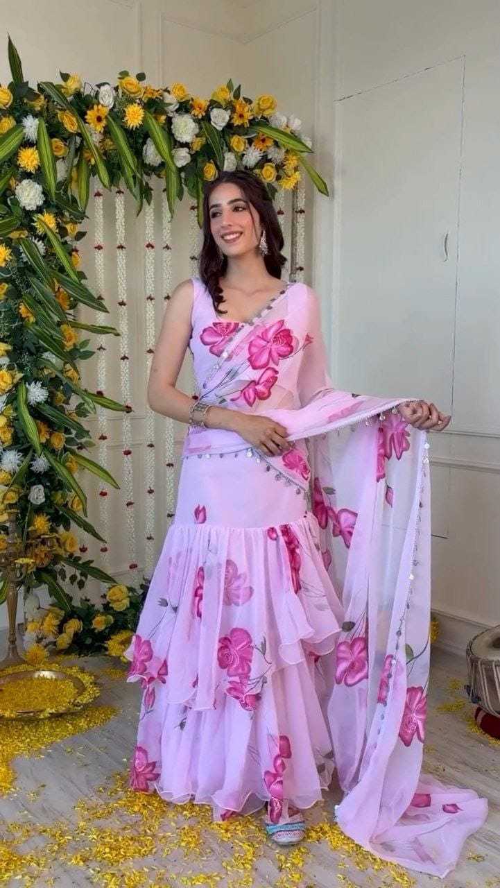 Ynf Georgette RIN157 PBS23 Sarees Wholesale Ready To Wear Sarees Printed Sarees Georgette Sarees Manufacturer