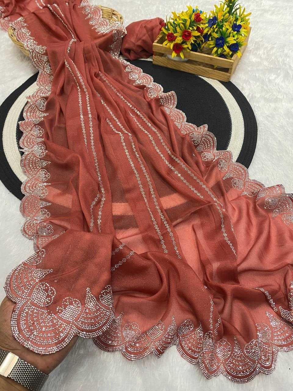 Ynf Georgette RIN216 Harshita Sarees Wholesale Party Wear Sarees Fancy Sarees Stone Work Saree Cutwork Saree Manufacturer