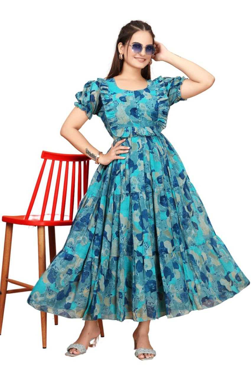 Ynf Georgette RIN220 Gow printed Gowns Wholesale Printed Gowns Manufacturer
