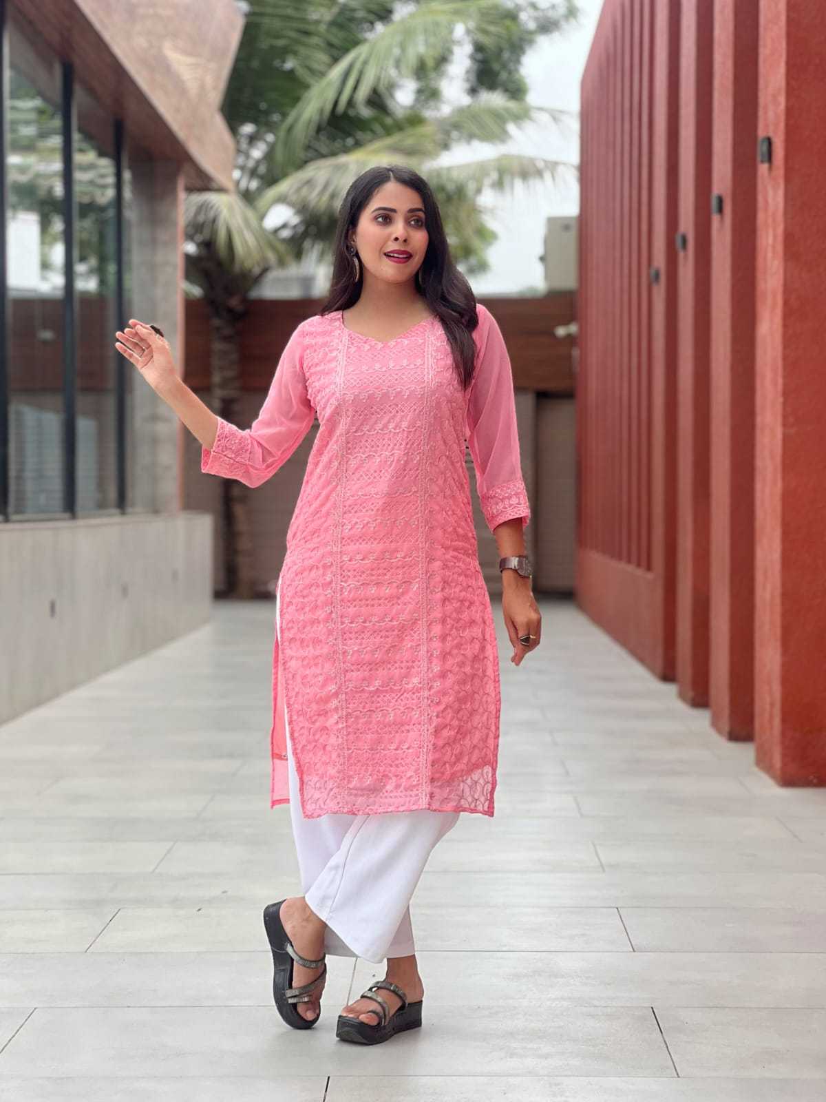 Ynf Georgette RIN222 MANU Kurti Wholesale Designer Kurtis Georgette Kurti Chikan Kurti Manufacturer