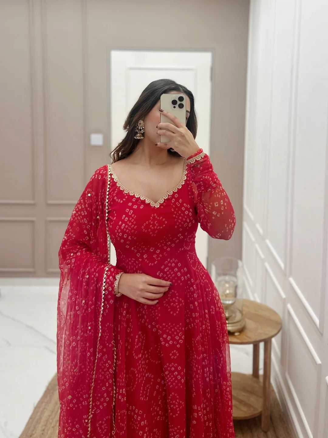 Ynf Georgette RIN222 RABBIT Gowns Plus Size Collections Wholesale Printed Gowns Georgette Gown Red Gown Manufacturer