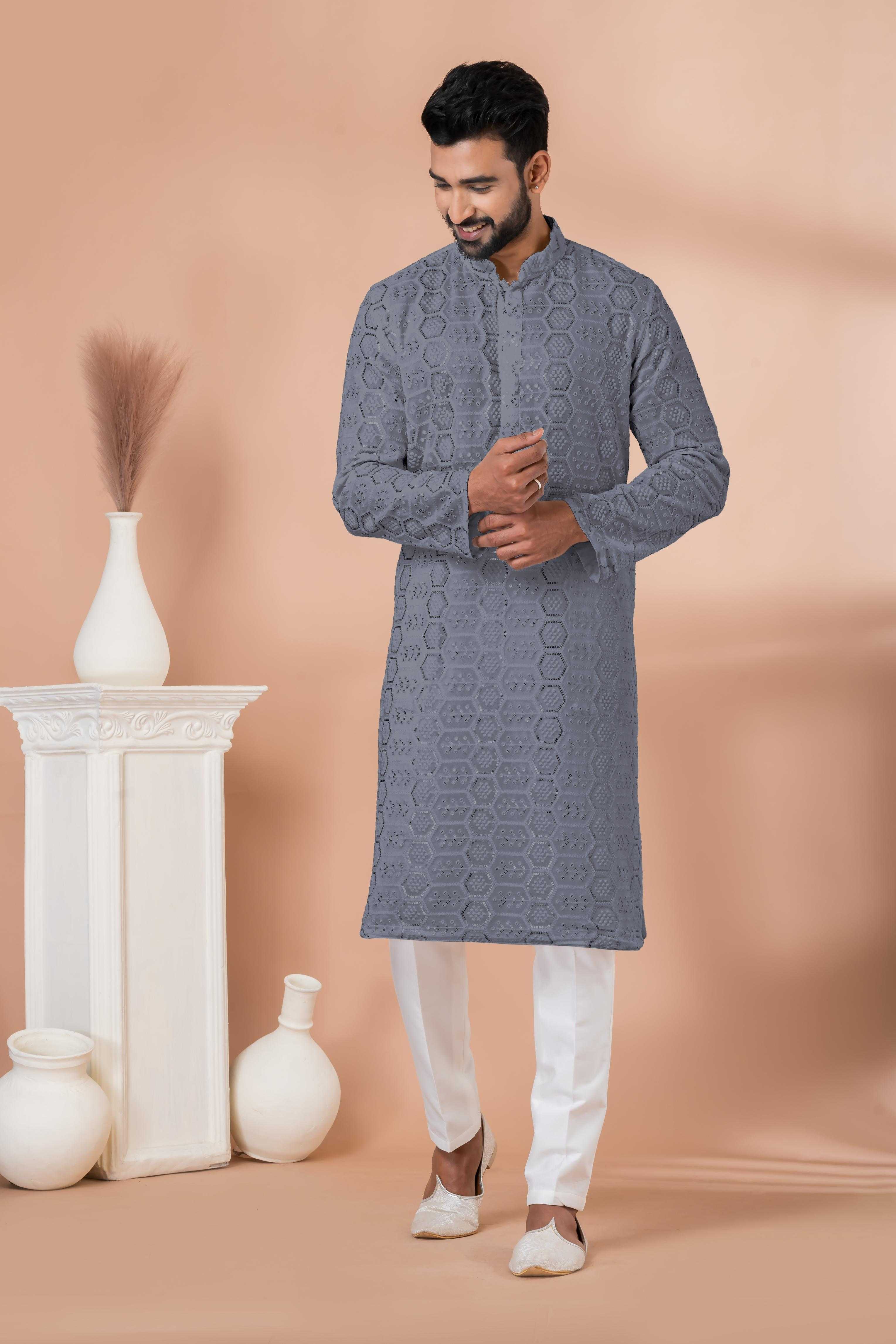 Ynf Georgette RIN223 3303G-B Mens Wear Wholesale Mens Kurtas Mens Kurta Pyjama Men Wedding kurta Manufacturer