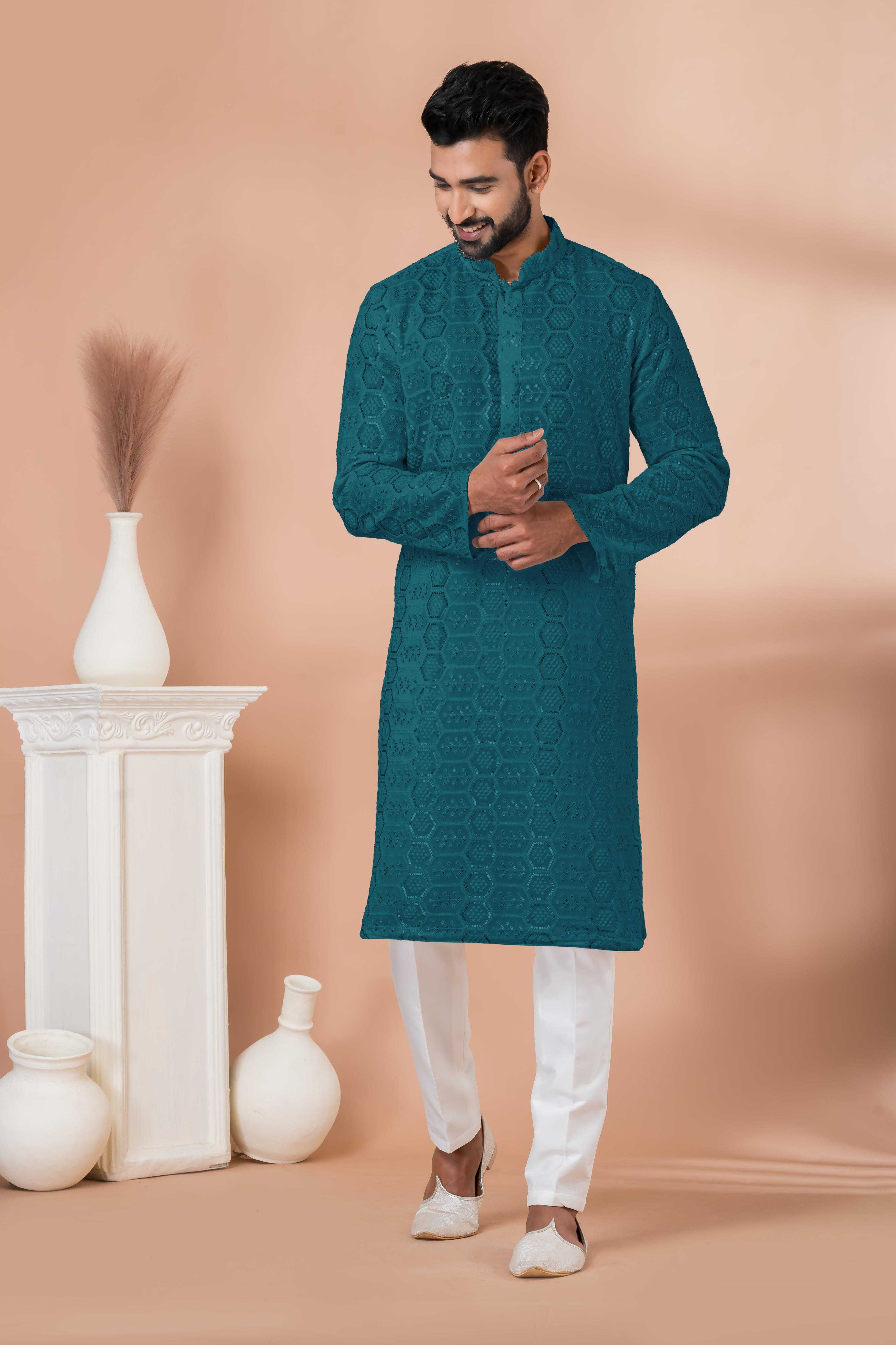 Ynf Georgette RIN223 3303T-A Mens Wear Wholesale Mens Kurtas Mens Kurta Pyjama Men Wedding kurta Manufacturer