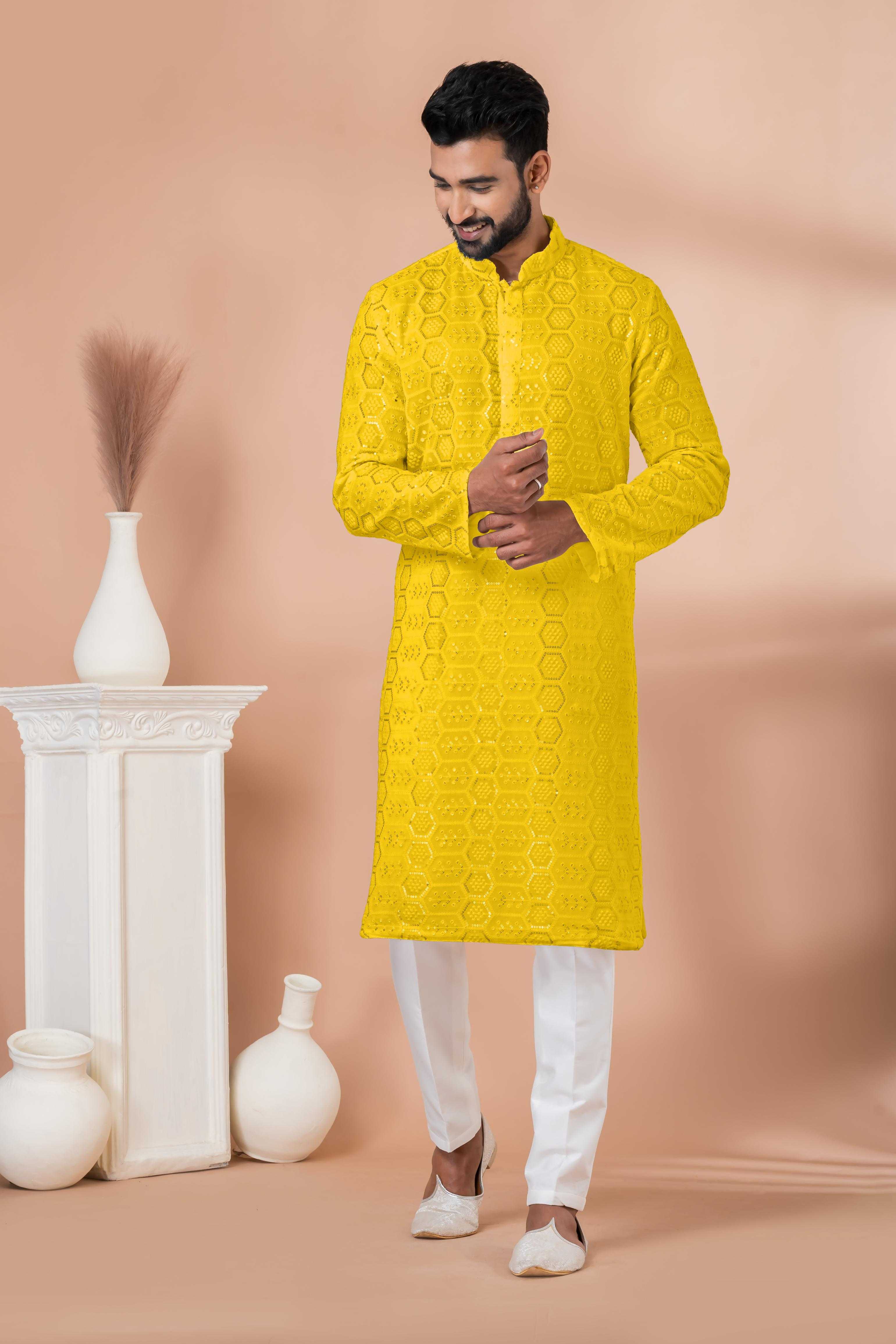 Ynf Georgette RIN223 3303Y-B Mens Wear Wholesale Mens Kurtas Mens Kurta Pyjama Men Wedding kurta Manufacturer