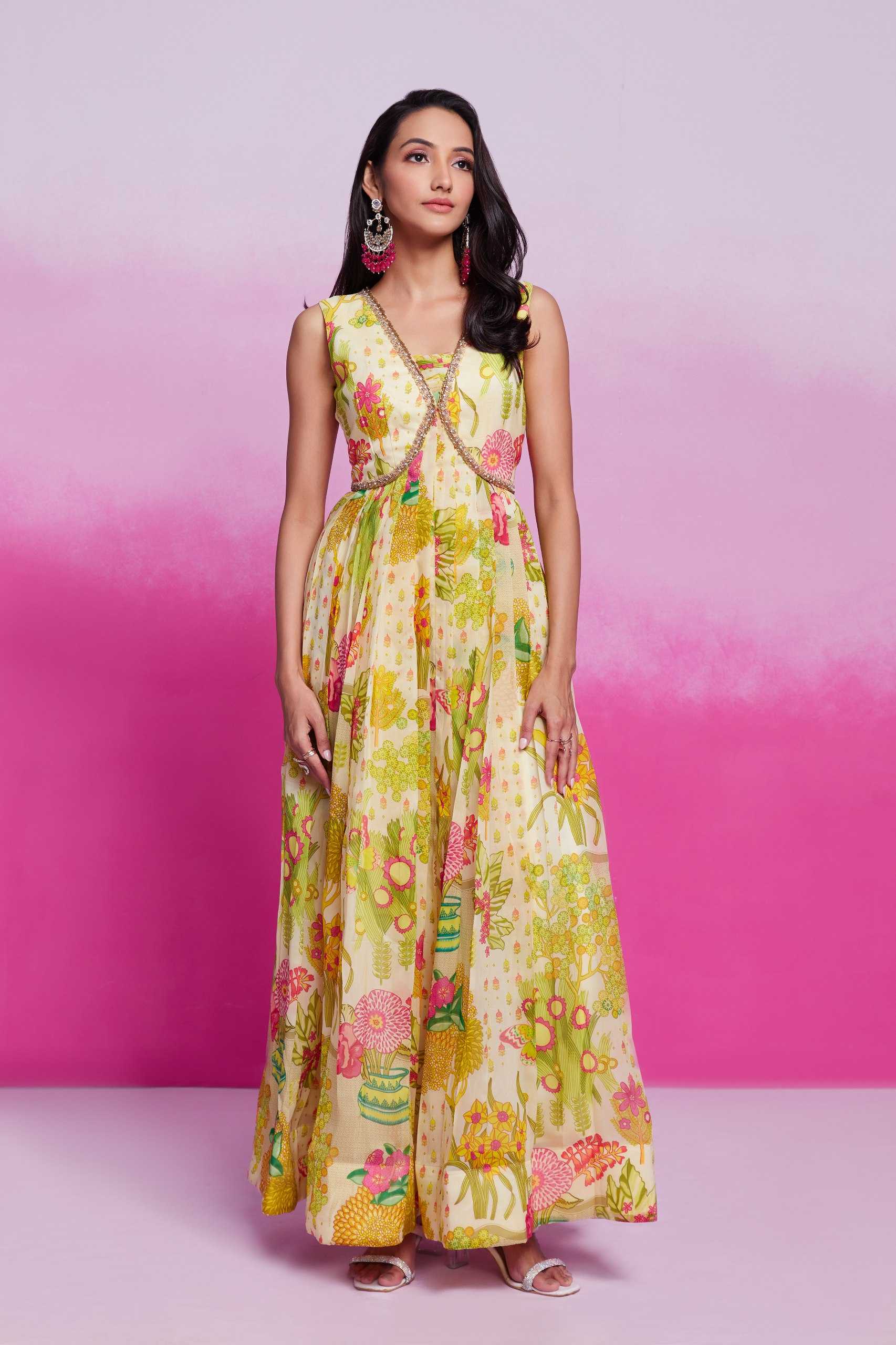 Ynf Georgette RIN228 352 Gowns Wholesale Printed Gowns Fancy Gowns Anarkali Gown Long Gowns Manufacturer