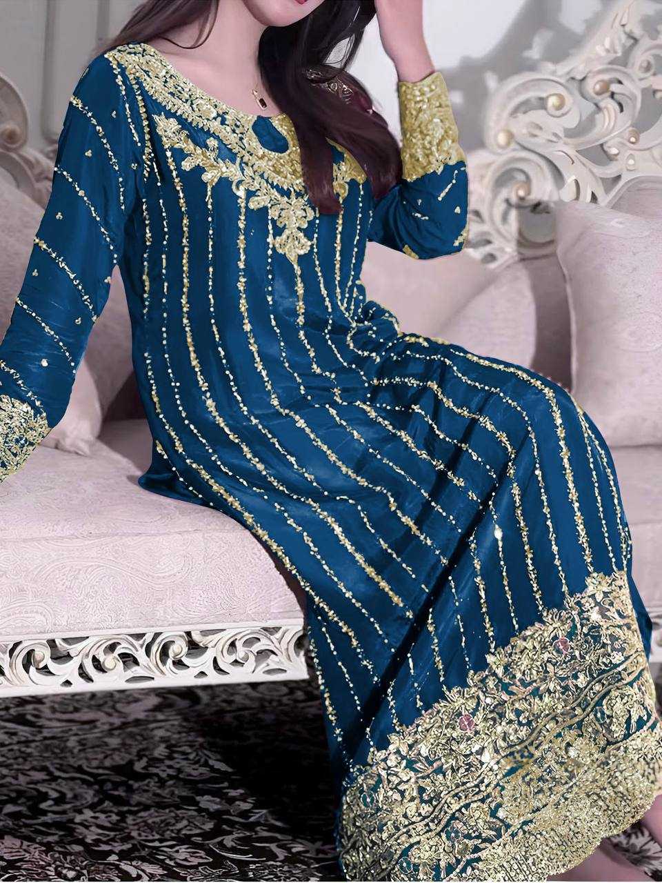 Ynf Heavy Chinnon Silk KESH141 1085 Suits & Dresses Wedding Collections Festive Collections Wholesale Embroidery Suits Palazzo Suit Wedding Outfits Manufacturer