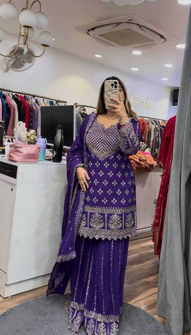 Ynf Heavy Chinnon Silk KESH512 4003 Suits & Dresses Wedding Collections Festive Collections Wholesale Sharara Salwar Suits Embroidery Suits Ladies Silk Suit Manufacturer