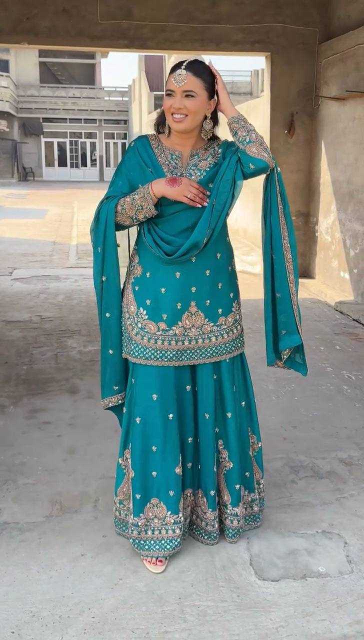 Ynf Heavy Chinnon Silk KESH523 267 Suits & Dresses Wedding Collections Festive Collections Wholesale Ladies Silk Suit Designer Suits Embroidered Suits Manufacturer