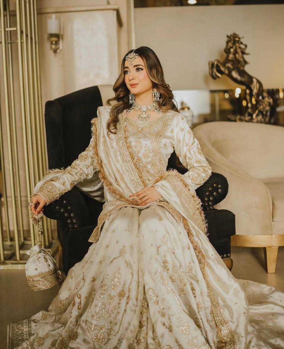 Ynf Heavy Chinnon Silk KESH523 270 Suits & Dresses Wedding Collections Festive Collections Wholesale Sharara Salwar Suits Embroidered Suits Wedding Outfits Manufacturer