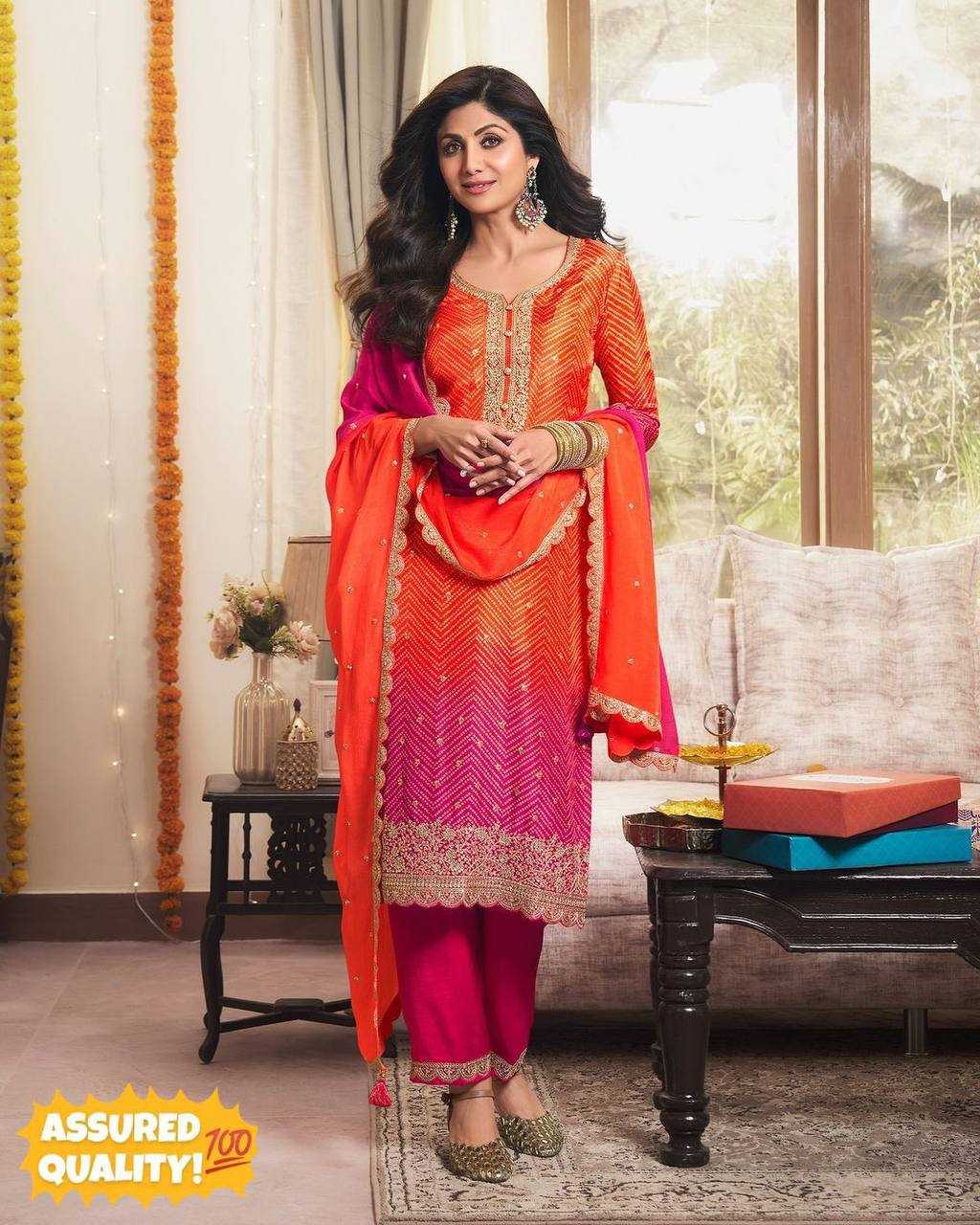 Ynf Heavy Chinnon Silk KESH523 286 Suits & Dresses Wedding Collections Festive Collections Wholesale Embroidery Suits Ladies Silk Suit Wedding Outfits Manufacturer
