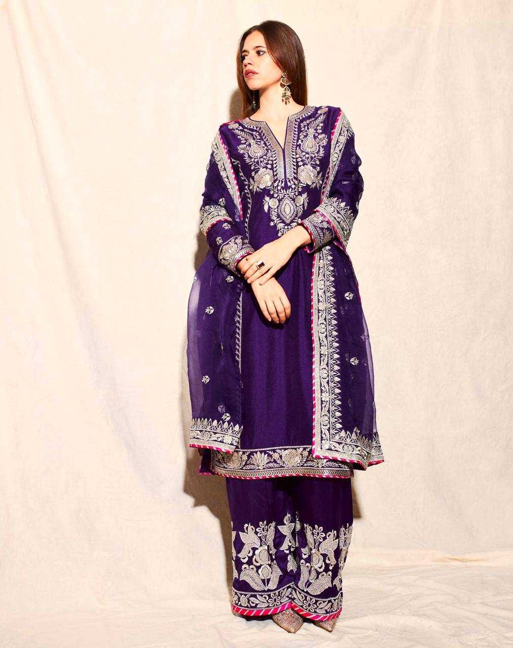 Ynf Heavy Chinnon Silk KESH528 447 Suits & Dresses Wedding Collections Festive Collections Wholesale Embroidery Suits Ladies Silk Suit Wedding Outfits Manufacturer