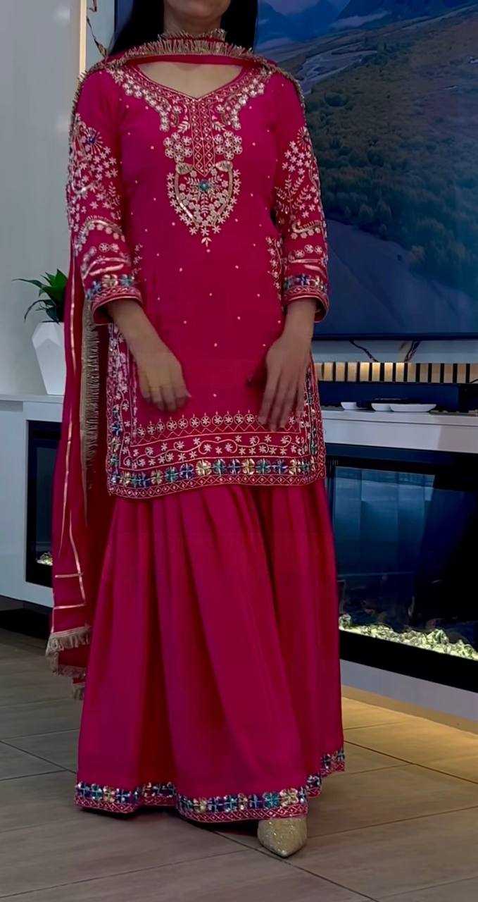 Ynf Heavy Chinnon Silk KESH528 457 Suits & Dresses Wedding Collections Festive Collections Wholesale Sharara Salwar Suits Embroidery Suits Designer Suits Manufacturer