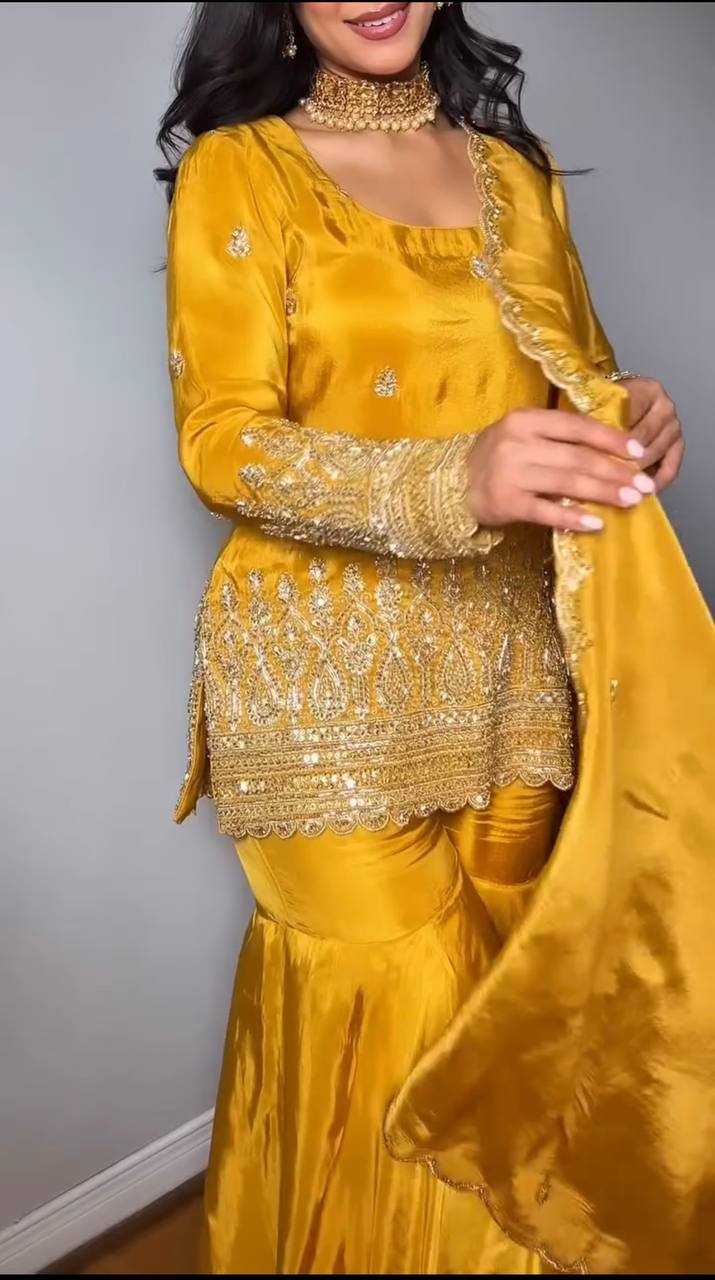 Ynf Heavy Crepe KESH528 455 Suits & Dresses Wedding Collections Festive Collections Wholesale Embroidery Suits Ladies Silk Suit Haldi Outfits Manufacturer